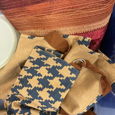 Tupperware, apron and runner
