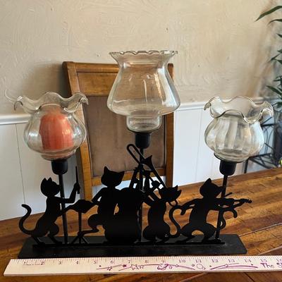 Black cat candle holder