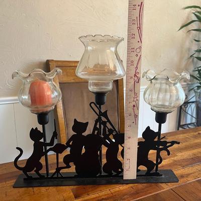 Black cat candle holder
