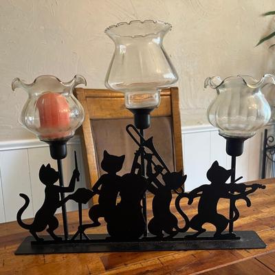 Black cat candle holder