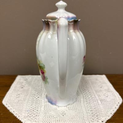 German Rose Hand Painted Tea Pot with Lid