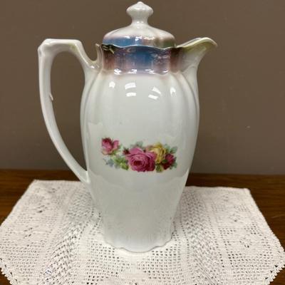 German Rose Hand Painted Tea Pot with Lid