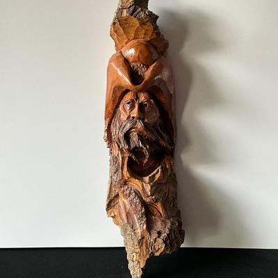 Man with Hat Carved wood art