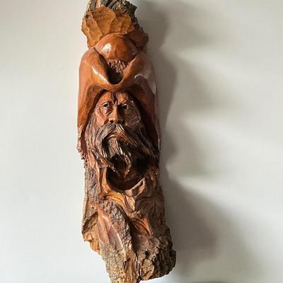 Man with Hat Carved wood art