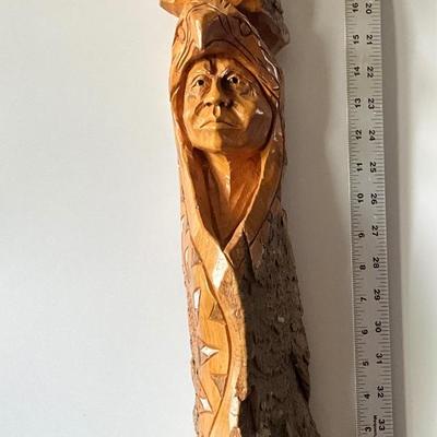 Large First People man Carved wood art