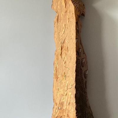 Large First People man Carved wood art