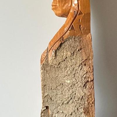 Large First People man Carved wood art