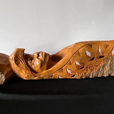 Large First People man Carved wood art
