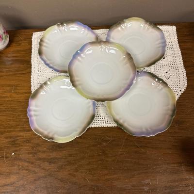 Set of 5 German Hand Painted Cups and Saucers