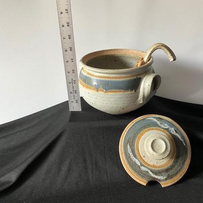 Hand Made Soup Crock w/cover/ladle