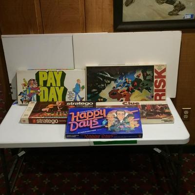 5 Vintage Board Games Risk Happy Days Pay Day Clue Stratego