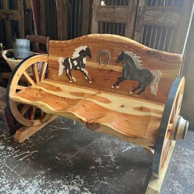 Sale Photo Thumbnail #64: Western Bench with Horses