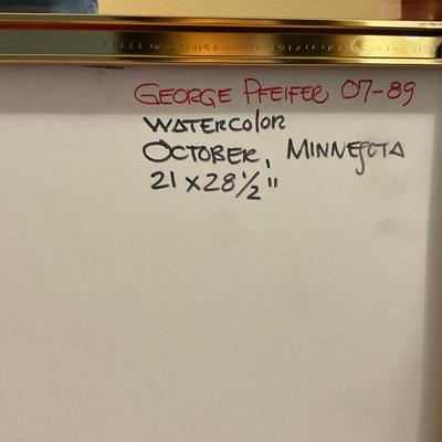 October, Minnesota Watercolor by George Pfeifer 21X28.5