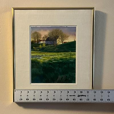 Farm Pond, Spring watercolor by George Pfeifer 8.5 x 6.75