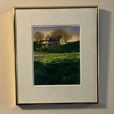 Farm Pond, Spring watercolor by George Pfeifer 8.5 x 6.75