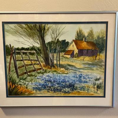 Country Scene with flowers by Prater
