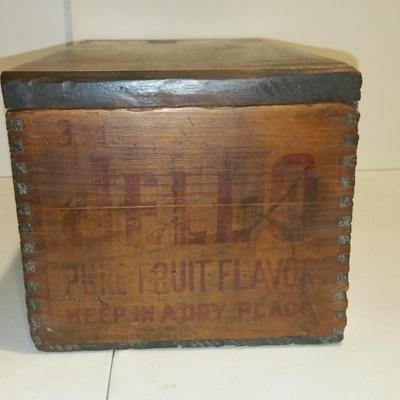 Vintage Jello Jell-O Dovetail Wooden Box Crate w Lid