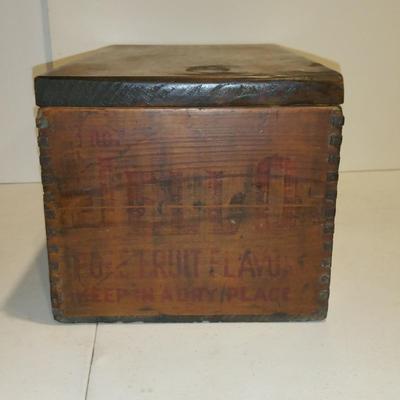 Vintage Jello Jell-O Dovetail Wooden Box Crate w Lid