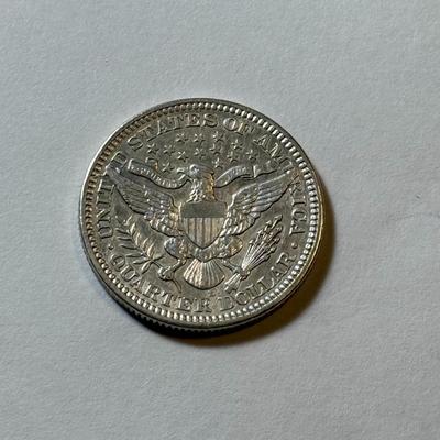 1909-D AU DETAILS CONDITION/CLEANED BARBER SILVER QUARTER DOLLAR AS PICTURED.