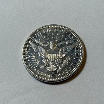 1916-D AU DETAILS CONDITION/CLEANED BARBER SILVER QUARTER DOLLAR AS PICTURED.