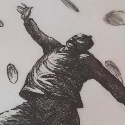 Signed/Numbered Print of “Terrorist Juggling Plates” by Robert L. Levers, Jr. (E-BBL)