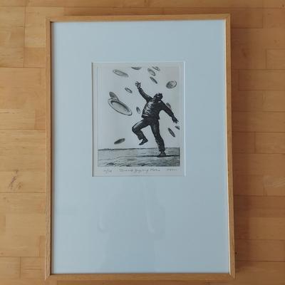 Signed/Numbered Print of “Terrorist Juggling Plates” by Robert L. Levers, Jr. (E-BBL)