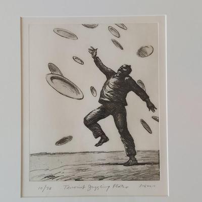 Signed/Numbered Print of “Terrorist Juggling Plates” by Robert L. Levers, Jr. (E-BBL)
