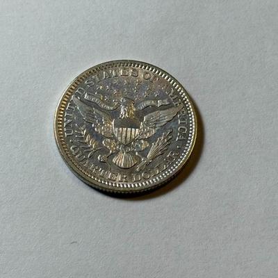 1907-P AU DETAILS CONDITION/CLEANED BARBER SILVER QUARTER DOLLAR AS PICTURED.