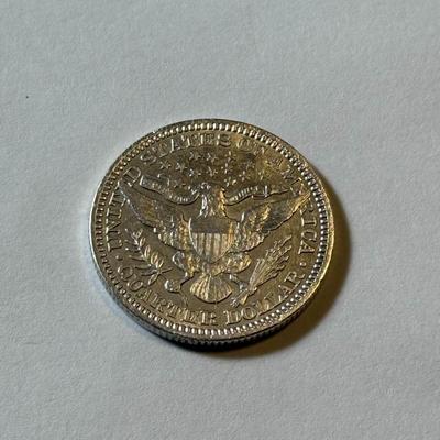 1915-P AU DETAILS CONDITION/CLEANED BARBER SILVER QUARTER DOLLAR AS PICTURED.