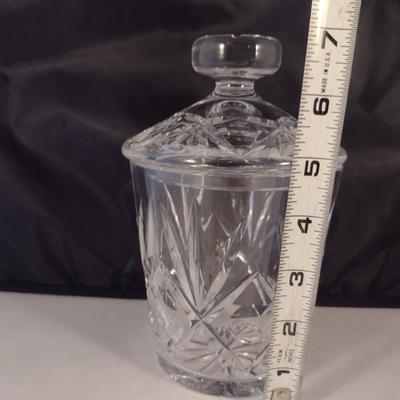 Crystal/Glass Biscuit Barrel with Lid- Approx 7" Tall