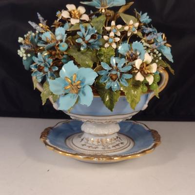 Enameled Metal Flower Arrangement- Approx 6 1/2" Tall