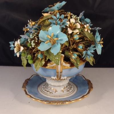 Enameled Metal Flower Arrangement- Approx 6 1/2" Tall
