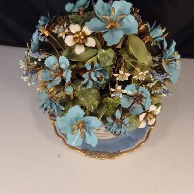 Enameled Metal Flower Arrangement- Approx 6 1/2" Tall