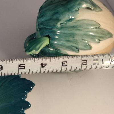 Hand Painted Italian Majolica Jam/Mustard Pot with Under Plate