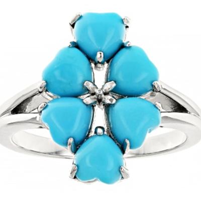 Sleeping Beauty Turquoise Set in 925 Silver Ring Size 9