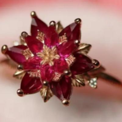 Vintage Lotus Ruby Ring