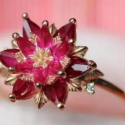 Vintage Lotus Ruby Ring
