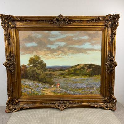 Oil on Canvas Landscape by Robert Wagner "Spring Outing"