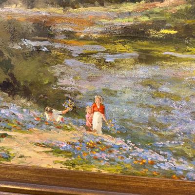 Oil on Canvas Landscape by Robert Wagner "Spring Outing"