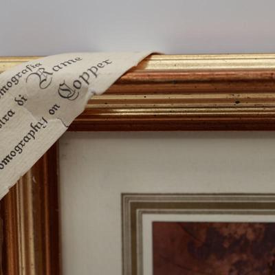 Two 7" Framed Chromography on Copper