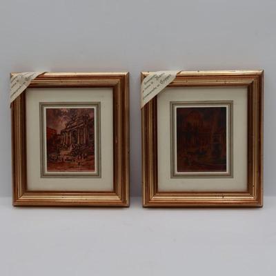 Two 7" Framed Chromography on Copper