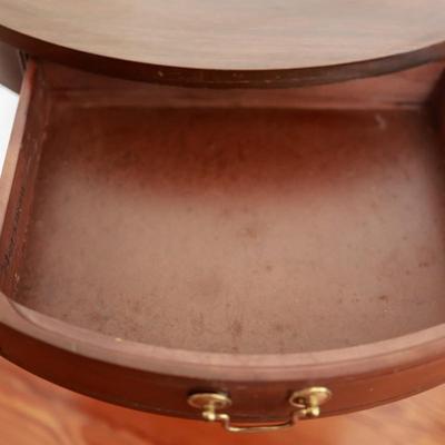 MERSMAN Mahogany Round Accent Table with Drawer
