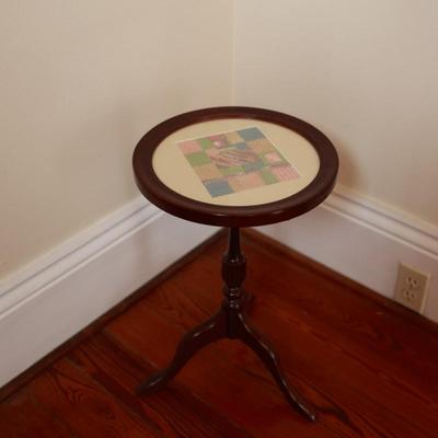 Small Bombay Company Mahogany Pedestal Table with Glass Top