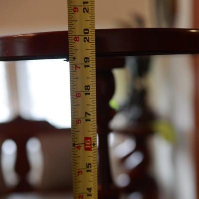 Small Bombay Company Mahogany Pedestal Table with Glass Top