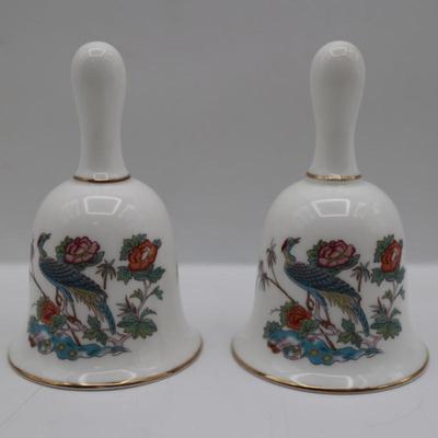 WEDGWOOD Kutani Crane (2) Bells and (3) Trinket Dishes