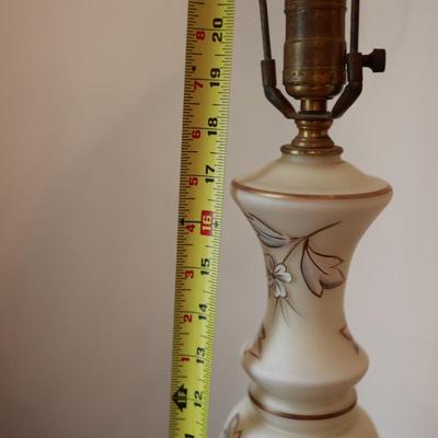 Satin Glass with Gold And White Floral Hand Painted Table Lamp