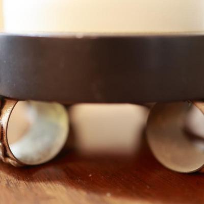 Satin Glass with Gold And White Floral Hand Painted Table Lamp