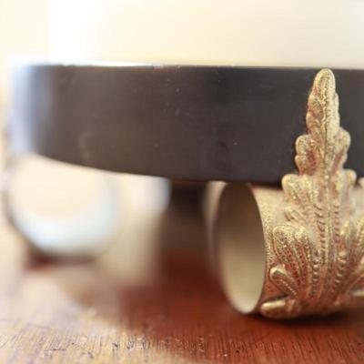 Satin Glass with Gold And White Floral Hand Painted Table Lamp