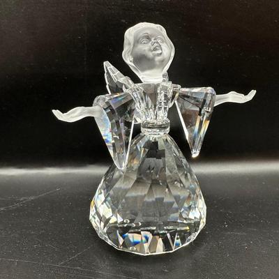 Swarovski Crystal Angel Cheerful Times Frosted Head Arms Figurine
