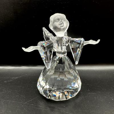 Swarovski Crystal Angel Cheerful Times Frosted Head Arms Figurine
